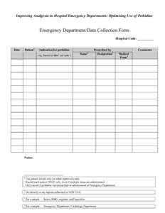 Optimising use of pethidine in hospital emergency departments - data collection form