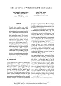 Models and Inference for Prefix-Constrained Machine Translation Joern Wuebker, Spence Green, John DeNero, Saša Hasan Lilt, Inc. 
