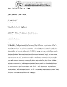 This document is scheduled to be published in the Federal Register onand available online at https://federalregister.gov/d, and on FDsys.gov DEPARTMENT OF THE TREASURY