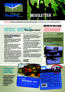 NEWSLETTER  Autumn 2012 Mt. Bogong Club Inc. A0045438K  NEW PO Box The Treasurer, Mt Bogong Club, 61 Byron Street, Elwood VIC 3184 www.mtbogongclub.org.au or [removed]