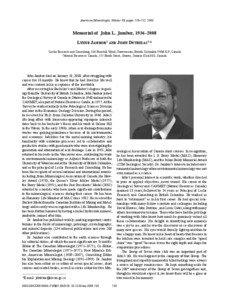 American Mineralogist, Volume 93, pages 710–712, 2008  Memorial of John L. Jambor, 1936–2008
