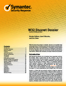 Security Response  W32.Stuxnet Dossier Version 1.4 (FebruaryNicolas Falliere, Liam O Murchu,