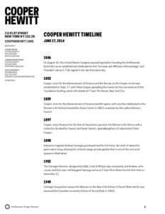   2 E 91ST STREET NEW YORK NY[removed]Cooper Hewitt timeline