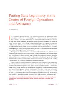 Putting State Legitimacy at the Center of Foreign Operations and Assistance BY BRUCE GILLEY  I