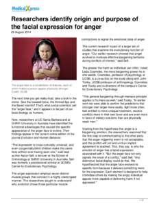 Researchers identify origin and purpose of the facial expression for anger