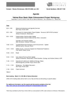 YRBWEP Meeting Agenda December 12, 2012