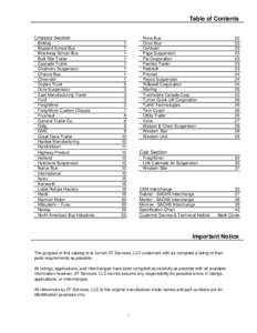 Table of Contents Chassis Section Binkley Bluebird School Bus Brockway School Bus Built Rite Trailer