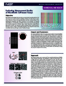 BIOMEDICAL AND HEALTH Evaluating Measurement Quality of Microfluidic Cell-based Assays Objective Microfluidic technologies show promise as miniaturized, portable platforms for cell assays, but must be tested to establish