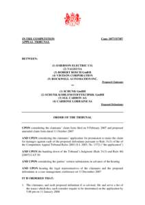 [removed]Emerson Electric Co - Order of the Tribunal | 13 Dec 2007