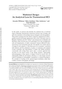 HUMAN–COMPUTER INTERACTION, 2014, Volume 29, pp. 78–108 Copyright © 2014 Taylor & Francis Group, LLC ISSN: printonline DOI: Multisited Design: