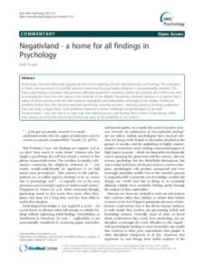 Negativland - a home for all findings in Psychology