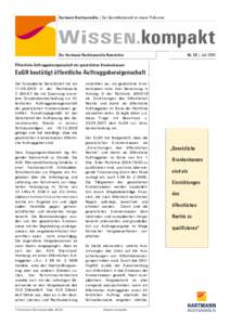 Hartmann Rechtsanwälte | Der Gesundheitsmarkt ist unsere Profession  WiSSEN.kompakt Der Hartmann Rechtsanwälte Newsletter  Nr. 38 | Juli 2009