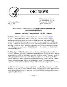 OIG NEWS Office of Inspector General 330 Independence Ave., SW Washington, D. CPhone: 
