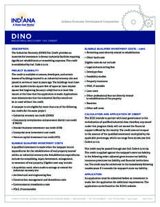 Indiana Economic Development Corporation  DINO Industrial Recovery Tax Credit DESCRIPTION