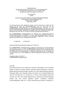 Bekanntmachung gemäß Artikel 9 Absatz 3 und Artikel 11 lit. f) der Verordnung (EG) Nrder Kommission vom 22. Dezember 2003 betreffend das öffentliche Angebot von Aktien der Sixt Leasing AG Pullach