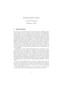 Social network security A SysSec Whitepaper∗ September 4, 2012 1