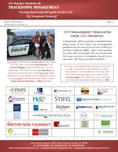 City Manager Newsletter By  TRACKDOWN MANAGEMENT 