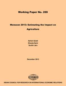 Working Paper NoMonsoon 2013: Estimating the Impact on Agriculture  Ashok Gulati