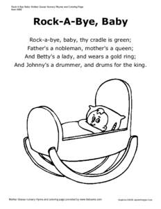 Rock-A-Bye Baby - Nursery Rhyme and coloring page
