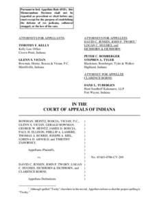 Pursuant to Ind. Appellate Rule 65(D), this Memorandum Decision shall not be regarded as precedent or cited before any court except for the purpose of establishing the defense of res judicata, collateral estoppel, or the