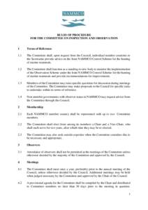 RULES OF PROCEDURE FOR THE COMMITTEE ON INSPECTION AND OBSERVATION 1  Terms of Reference