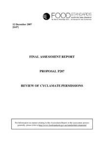 12 December[removed]FINAL ASSESSMENT REPORT  PROPOSAL P287
