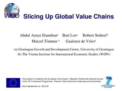 Slicing Up Global Value Chains Abdul Azeez Erumbana Bart Losa Robert Stehrerb Marcel Timmer a Gaaitzen de Vriesa (a) Groningen Growth and Development Centre, University of Groningen (b) The Vienna Institute for Internati