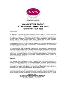Proposed AIMA response to the EC Hedge Fund Expert Group Report