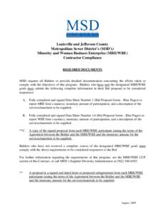 Louisville and Jefferson County Metropolitan Sewer District’s (MSD’s) Minority and Woman Business Enterprise (MBE/WBE) Contractor Compliance REQUIRED DOCUMENTS