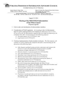 VIRGINIA FREEDOM OF INFORMATION ADVISORY COUNCIL COMMONWEALTH OF VIRGINIA Senator Richard H. Stuart, Chair Delegate James M. LeMunyon, Vice Chair  Maria J.K. Everett, Esq., Executive Director/Senior Attorney