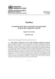 SOIXANTE-CINQUIÈME ASSEMBLÉE MONDIALE DE LA SANTÉ Point 13.3 de l’ordre du jour provisoire A65/11 Corr.1 11 mai 2012