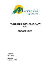 PROTECTED DISCLOSURE ACT 2012 PROCEDURES Adopted July 2013