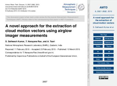 This discussion paper is/has been under review for the journal Atmospheric Measurement Techniques (AMT). Please refer to the corresponding final paper in AMT if available. Discussion Paper  Atmos. Meas. Tech. Discuss., 8