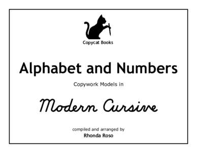Copycat Books  Alphabet and Numbers Copywork Models in  Moåern CursiÌí