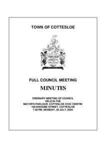 TOWN OF COTTESLOE  FULL COUNCIL MEETING MINUTES ORDINARY MEETING OF COUNCIL