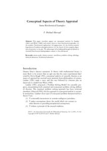 Conceptual Aspects of Theory Appraisal: Some Biochemical Examples
