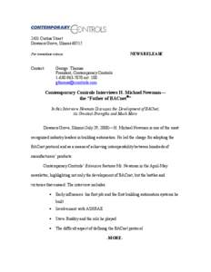 Microsoft Word - Newman  news release.doc