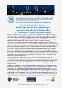 University of Wuppertal / Wuppertal / Occupational safety and health / Safety / Risk / Economy / International Commission on Occupational Health