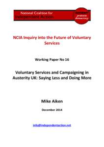 NCIA Inquiry into the Future of Voluntary Services Working Paper No 16  Voluntary Services and Campaigning in