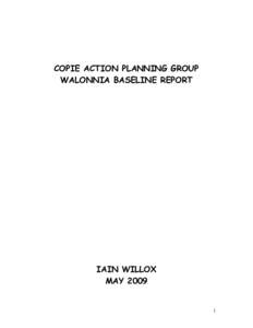 COPIE ACTION PLANNING GROUP WALONNIA BASELINE REPORT IAIN WILLOX MAY 2009