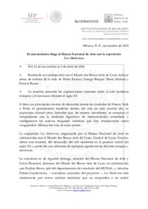 INSTITUTO NACIONAL DE BELLAS ARTES Dirección de Difusión y Relaciones Públicas Subdirección de Prensa 