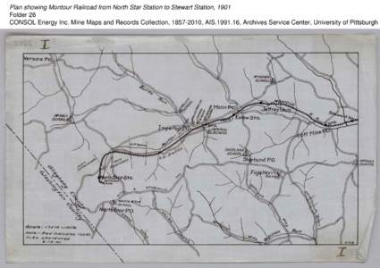 Plan showing Montour Railroad from North Star Station to Stewart Station, 1901 Folder 26 CONSOL Energy Inc. Mine Maps and Records Collection, [removed], AIS[removed], Archives Service Center, University of Pittsburgh 