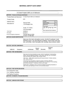 MATERIAL SAFETY DATA SHEET  m-Cresol Purple 0.005% w/v In Methanol SECTION 1 . Product and Company Idenfication  Product Name and Synonym: