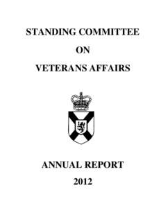 STANDING COMMITTEE ON VETERANS AFFAIRS ANNUAL REPORT 2012