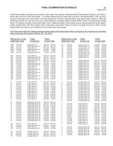 FINAL EXAMINATION SCHEDULE 13