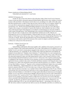 Southern Campaign American Revolution Pension Statements & Rosters Pension Application of Richard Bishop S36192 Transcribed and annotated by C. Leon Harris DISTRICT OF Kentucky, SS. On this 10th day of June 1818, before 