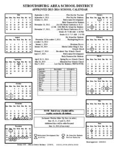 STROUDSBURG AREA SCHOOL DISTRICT APPROVED[removed]SCHOOL CALENDAR July Sun Mon Tue Wed Thu Fri  Sat