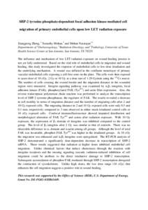 SHP-2 tyrosine phosphate-dependent focal adhesion kinase mediated cell migration of primary endothelial cells upon low LET radiation exposure