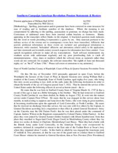 Southern Campaign American Revolution Pension Statements & Rosters Pension application of William Hall S2592 fn15NC Transcribed by Will Graves[removed]Methodology: Spelling, punctuation and/or grammar have been corrected