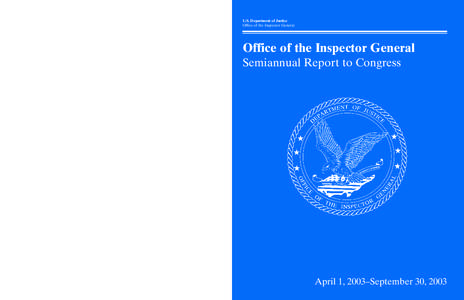 Semiannual Report to Congress: April 1, 2003 – September 30, 2003